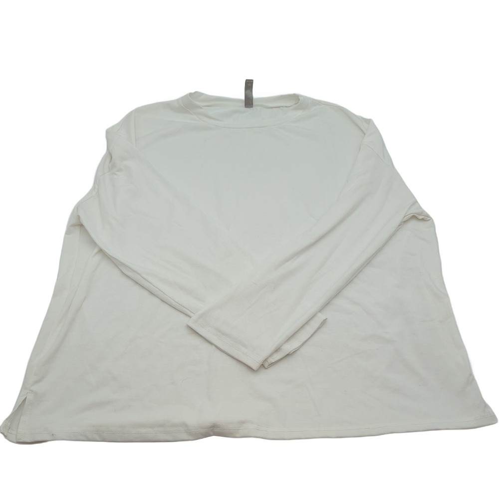 Noracora Womens Cream Long Sleeve Crew Neck Relaxed Fit Top Size L 1374168#